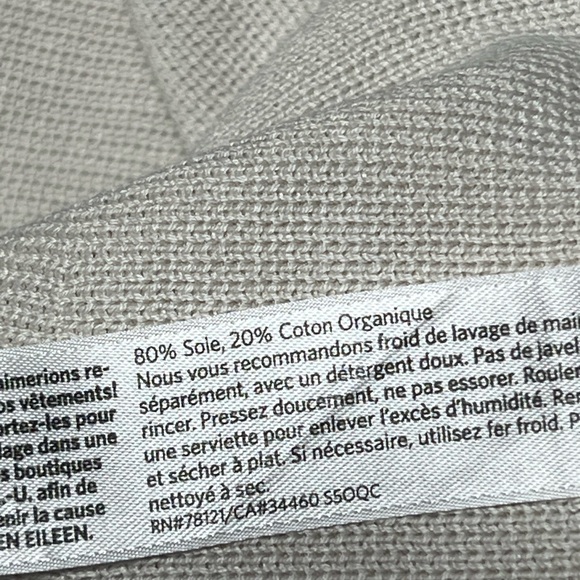 EILEEN FISHER  BONE  SILK & ORGANIC COTTON INTERLOCK OVAL BACK JACKET - Picture 4 of 6